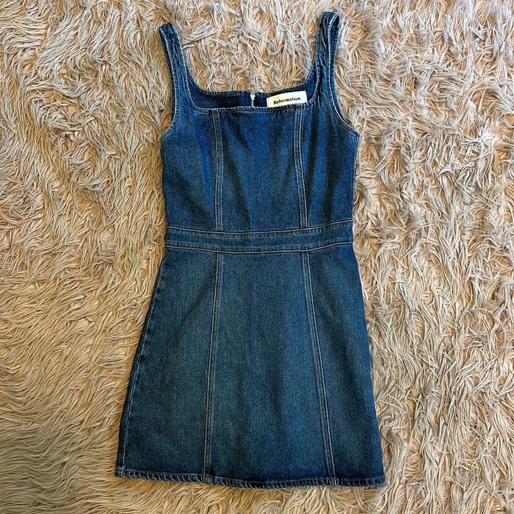 Reformation Mini Jean Corset Dress